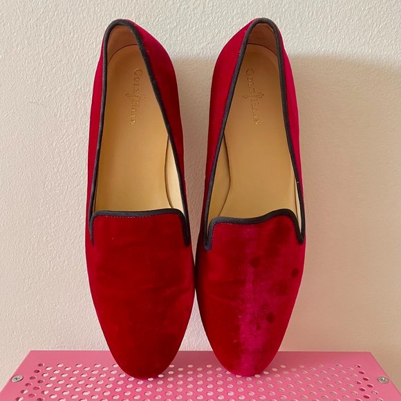 Cole Haan red velvet leather soled flats - Picture 2 of 4